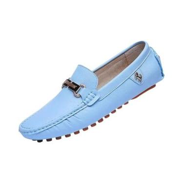 Imagem de Mocassins Masculinos De Couro PU Branco, Slip-On, Feitos À Mão, Casuai