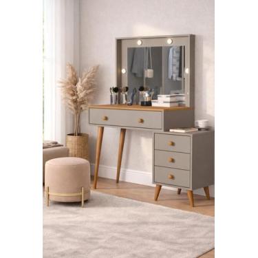 Imagem de Penteadeira Agata Espelho LED e Gaveteiro, MDF ,145x115x45 - Basoto, C