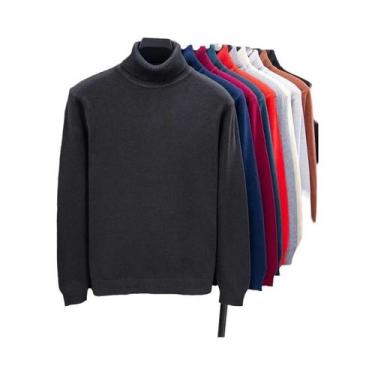Imagem de Suéter Masculino De Gola Alta Tricotado Slim Fit De Alta Qualidade Ant