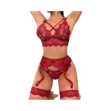 Imagem de Conjunto De Lingerie Sexy Transparente Para Mulheres, Sutiã, Calcinha 
