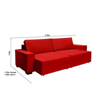 Imagem de Sofá Dallas 2.00m Retrátil - Vermelho