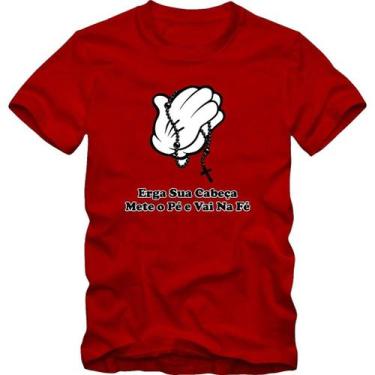 Imagem de Camiseta Masculina Estampa Samba Fé Mãos com Terço Algodão Manga Curta