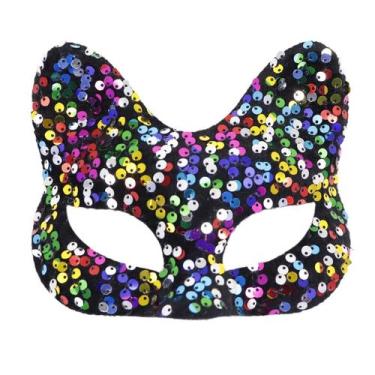 Imagem de Máscara de máscara de lantejoulas em forma de raposa, PVC, meia face, 