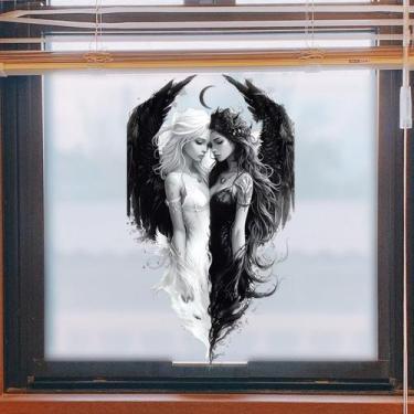 Imagem de Adesivos de parede Angel and Demon PVC preto e branco 17x29,5cm - yiwe