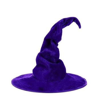 Imagem de Chapéu de bruxa Twisted Wizard, veludo roxo, nylon, 38 cm x 35 cm - yi