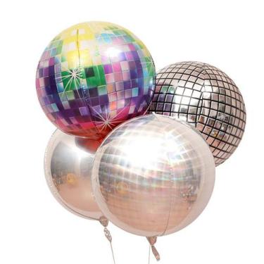 Imagem de Conjunto de balões metalizados Disco Ball, espelho holográfico 4D, 4 u