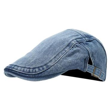 Imagem de Cap Flat Gatsby Newsboy, jeans unissex azul claro, ajustável - Yiweisa