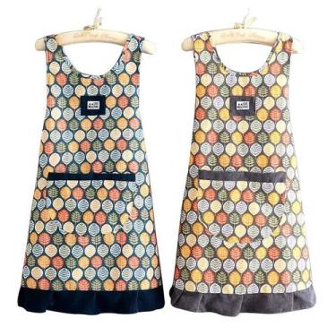 Imagem de Avental sem mangas e lona de algodão para mulheres com estampa de folh