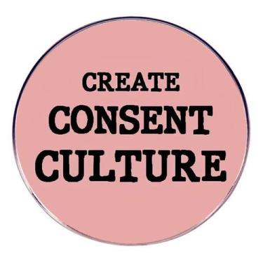 Imagem de Broche Create Consent Culture redondo em liga rosa de 3 cm - yiweisai