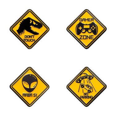 Imagem de Conjunto de broches Creative Warning Sign Dinosaur Gamer Zone - Yiweis