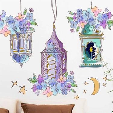 Imagem de Adesivos de parede Floral Lantern Hanging Lights 30x60cm PVC - yiweisa