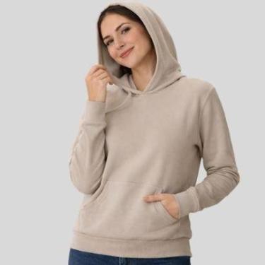 Imagem de Blusão Feminino Moletom Básico com Capuz e Bolso Canguru Malwee-Feminino