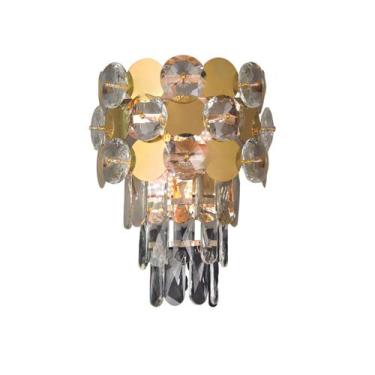 Imagem de Arandela Dourada com Cristais Transparente 28cm 2E14 - PARIS LUZ