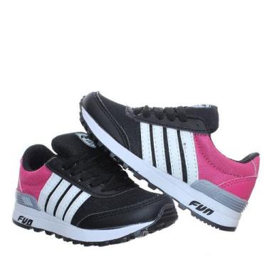 Imagem de Tênis Infantil Feminino Para Criança Menina Listrado Pemania Preto-Pin