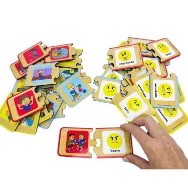 Imagem de Brinquedo Educativo Sentimentos E Situações- Em Madeira - Materiais Pa