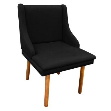 Imagem de Cadeira De Jantar Liz Linho Pés Palito Castanho D`Rossi Preto A79