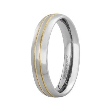 Imagem de Aliança Aço Berlim 5mm com Filete Central Duplo Gold IPG