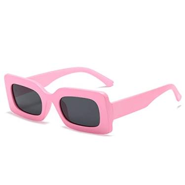 Imagem de Óculos de sol retangulares coloridos vintage moda feminina gradiente tons de óculos uv400 masculino quadrado geléia azul roxo óculos de sol, cinza rosa, como a imagem