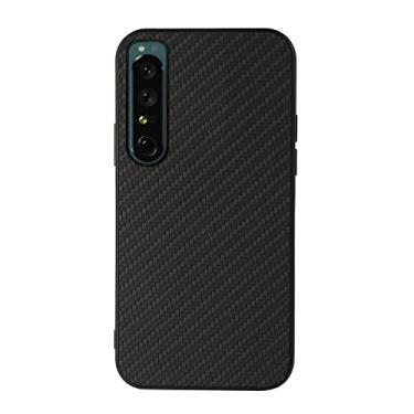 Imagem de HONGYAN Capa de telefone Para Sony Xperia 1 IV, orifício preciso, estojo à prova de choque de textura de fibra de carbono Capa protetora