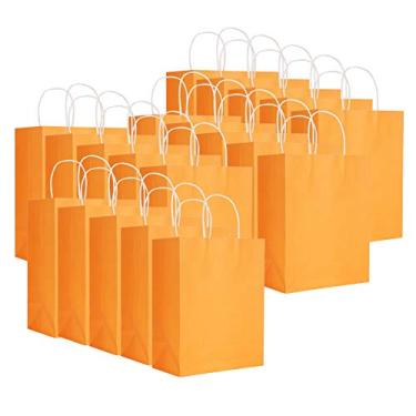 Imagem de Saco de compras ecologicamente correto Saco de papel kraft sacola sacola sacola ecologicamente correta, saco de papel reutilizável resistente a rasgos, para roupas de compras (laranja)
