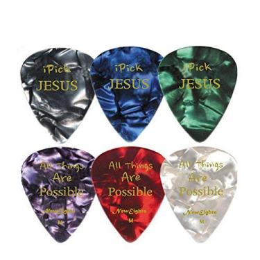 Imagem de Palhetas de guitarra Christian i Pick Jesus (pacote com 12) Celulóide Médio - Melhores presentes e presentes legais para guitarristas, equipe de adoração, pastores, aniversários, Ação de Graças, Natal, batismo