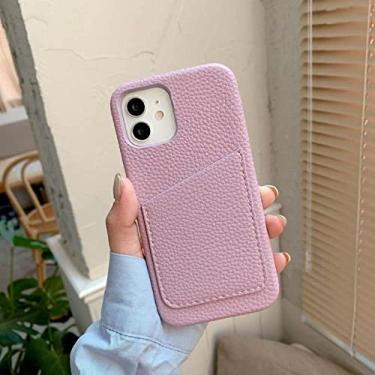 Imagem de Pacote de titular de cartão de padrão de couro de luxo capa de telefone para iphone 13 pro max 12 pro 11 7 8 plus xr x xs capa de carteira fashion, roxo claro, para iphone 12