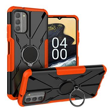 Imagem de ZORSOME Capa à prova de choque de camada dupla para Nokia G400 5G, suporte giratório de 360° TPU + capa protetora de PC para Nokia G400 5G, laranja