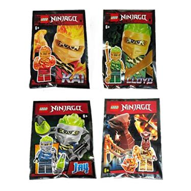 Imagem de LEGO Ninjago Kai Lloyd Jay e Pyro Whipper FS Spinjitzu Slam Minibonecos - Conjunto de embalagem de alumínio para colecionador
