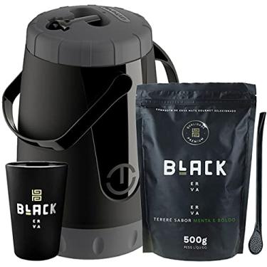 Imagem de Kit Tereré Black Erva Garrafa Lisa Cuia Erva Menta E Boldo