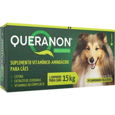 Imagem de Suplemento Vitamínico-Aminoácido Avert Queranon para Cães de 15 Kg - 30 Comprimidos