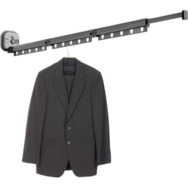 Imagem de Cabide para roupas com economia de espaço, cabide montado na parede, organizador de cabide para secagem de roupas por sucção, cabide para roupas de alumínio para banheiro, quarto/527 (Color : 1, Siz