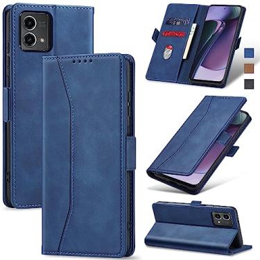Imagem de Jasonyu Flip Carteira Capa para Moto G Stylus 5G (2023),Capinha Folio Magnética de Couro com Suporte para Cartão,Suporte para Chute - Protetora Durável de TPU à Prova de Choque para Telefone,Azul