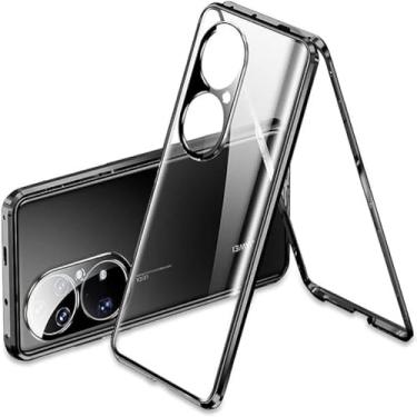 Imagem de Magnético para Huawei P50 P60 P30 Pro Capa de vidro dupla face Mate 60 30 40 50 Pro para Honor 60 50 Pro Capa de telefone de metal de 360 graus, preta, para Honor 70 Pro