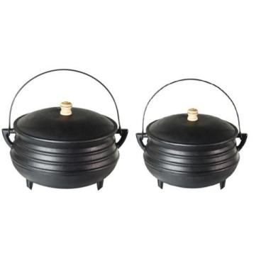 Imagem de Jogo De Panela Caldeirão Tripe Ferro Fundido Com Tampa Nº 5 e 6 - Sant