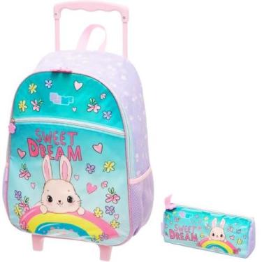 Imagem de Kit Mochila Mochilete Coelhinha Escolar Infantil Rodinhas G - Pacific