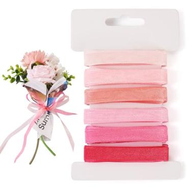Imagem de Beadthoven Fitas de organza rosa 30 jardas 3/20.3 cm acabamento de fita transparente 10 mm fitas decorativas multicoloridas para embrulho de presente laços de cabelo costura decorações de festa de
