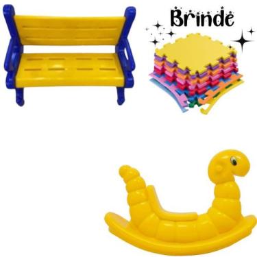 Imagem de Banco Plástico Infantil + Gangorra Nhoca e 4 Tatames 50x50 - valentina