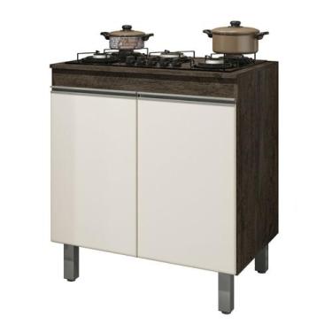 Imagem de Balcão Cooktop Clara Chocolate Off White 80cm Nathan Móveis