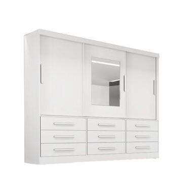 Imagem de Guarda roupa athenas 03 pts c/ espelho - branco - BIANCHI MOVEIS