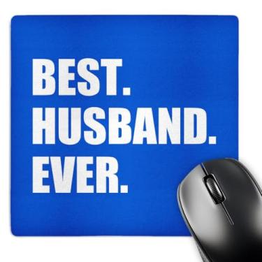 Imagem de 3dRose Mouse pad Blue Best Husband Ever com texto branco de aniversário Dia dos Namorados para ele (mp_179723_1)