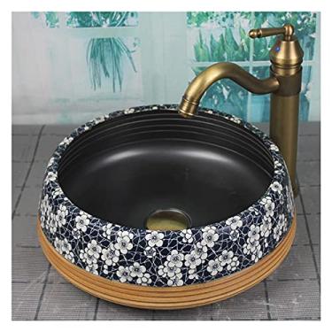 Imagem de Pia de banheiro redonda pia de vaso de banheiro, acima do balcão porcelana cerâmica vaso de banheiro lavatório arte lavatório (não inclui torneira) pia pia pia