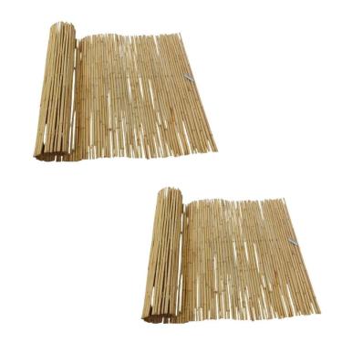 Imagem de Kit 2 Esteiras Bambu Natural 0,80Mt X 5Mt Cortina Decoração