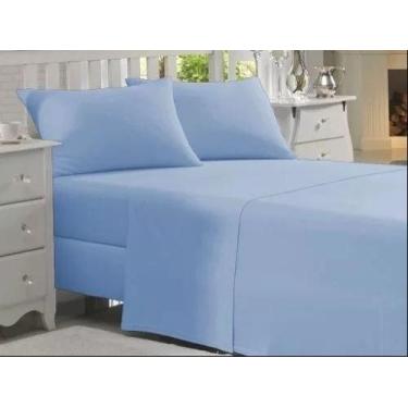 Imagem de Jogo Lençol Casal Queen 4 Pcs Liso 180 Fios Algodão - Relíquias do Int