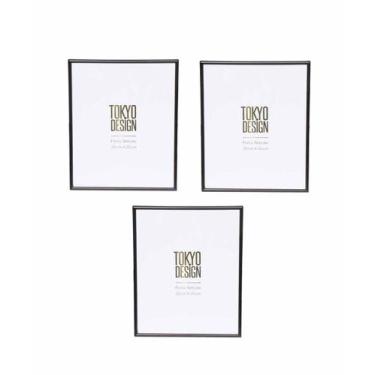Imagem de Kit 3 Porta Retrato em Metal Vidro Foto 20x25 Moldura Preto - Tokyo De