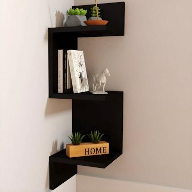 Imagem de Nicho de Canto Reto Prateleira para Sala Quarto Escritório Berlin  Preto