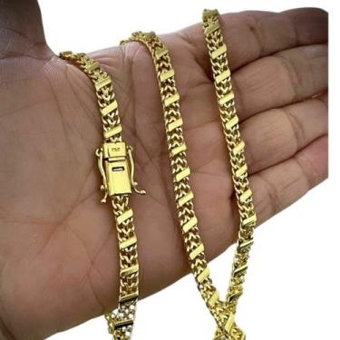 Imagem de Corrente Grumet Duplo S 7mm Fecho 750 Banhado a Ouro 18k - ToJoia18k