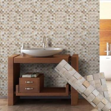 Imagem de Papel de Parede PREMIUM Pastilha 5 metros = 1 Rolo de 5m X 45cm Autoadesivo Cozinha, Banheiro