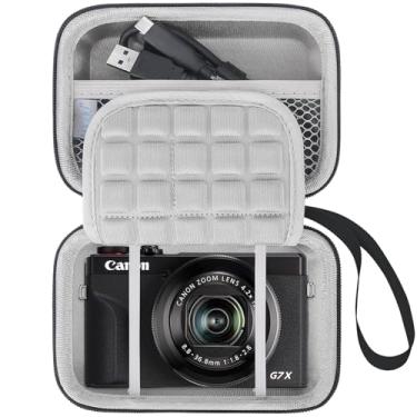 Imagem de Lacdo Estojo da câmara para a Canon PowerShot G7 X Mark III/PowerShot G7 X Mark II 4K Vlogging Camera, bolsa de transporte para câmara de vlogging, bolso de malha para cabo USB, baterias,Preto+Cinza