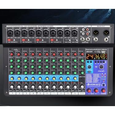 Imagem de mesa de som，teyun/vedo A12 12 canais digital/número profissional portátil com reverb bluetooth usb interface audio/áudio mixer