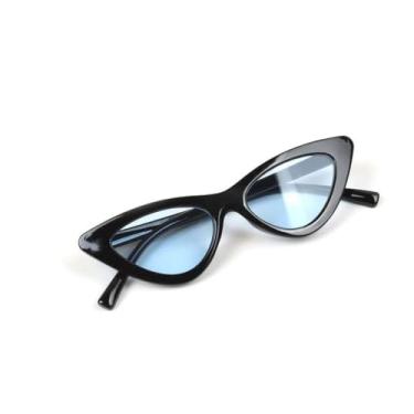 Imagem de Óculos de sol infantil estilo triângulo estilo olho de gato com lentes claras coloridas, design moderno e elegante, azul, HFA, 001